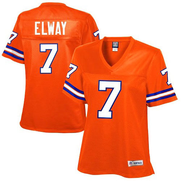 Women's Denver Broncos #7 John Elway Orange Retired Player Jersey