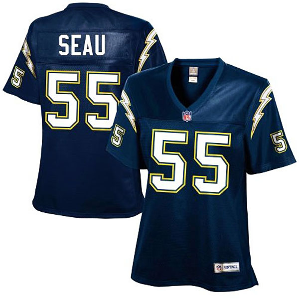 Women's San Diego Chargers #55 Junior Seau Navy Blue Retired Player Jersey