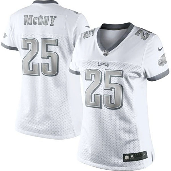 Women's Philadelphia Eagles #25 LeSean McCoy Nike White Platinum Jersey