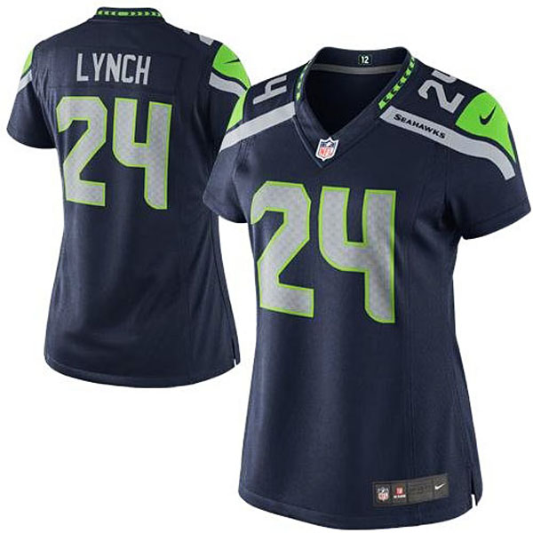 Women's Seattle Seahawks #24 Marshawn Lynch Nike College Navy Limited Jersey