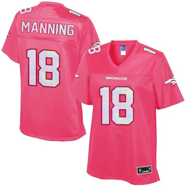 Women's Denver Broncos #18 Peyton Manning Pro Line Pink Jersey