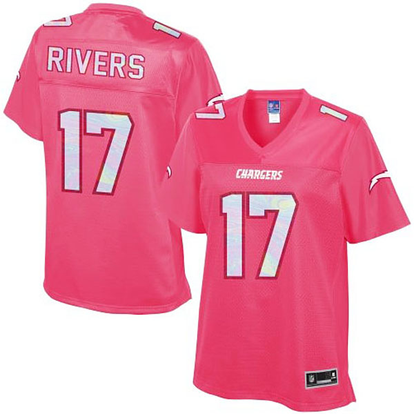 Women's San Diego Chargers #17 Philip Rivers Pro Line Pink Jersey