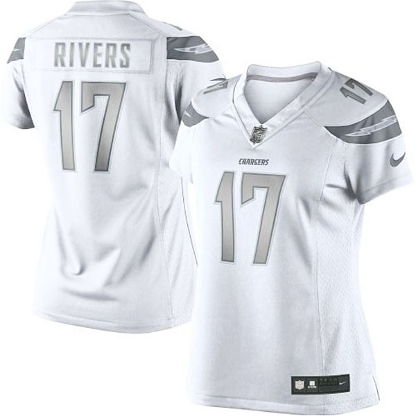 Women's San Diego Chargers #17 Philip Rivers Nike White Platinum Jersey