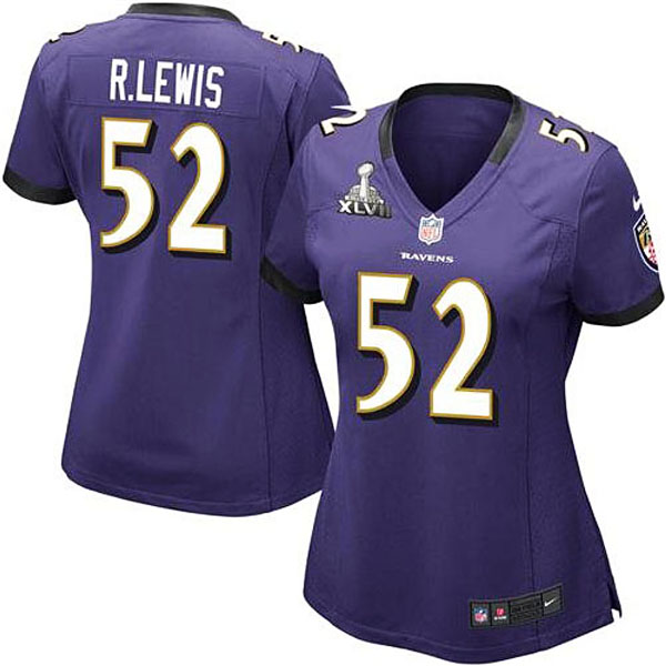 Womens Baltimore Ravens #52 Ray Lewis Nike Purple Superbowl XLVII Alternate Game Jersey