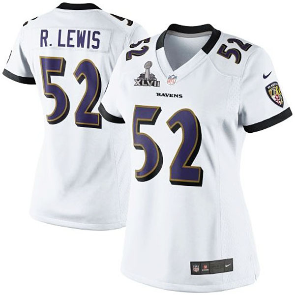 Womens Baltimore Ravens #52 Ray Lewis Nike White Superbowl XLVII Alternate Game Jersey