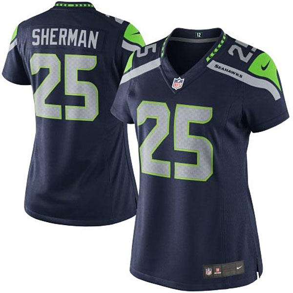 Women's Seattle Seahawks #25 Richard Sherman Nike College Navy Limited Jersey