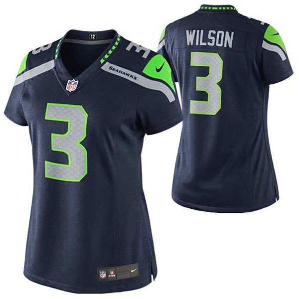 Women's Seattle Seahawks #3 Russell Wilson Nike Navy Blue Limited Jersey