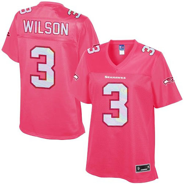 Women's Seattle Seahawks #3 Russell Wilson Pro Line Pink Jersey