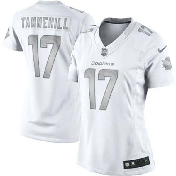 Women's Miami Dolphins #17 Ryan Tannehill Nike White Platinum Jersey