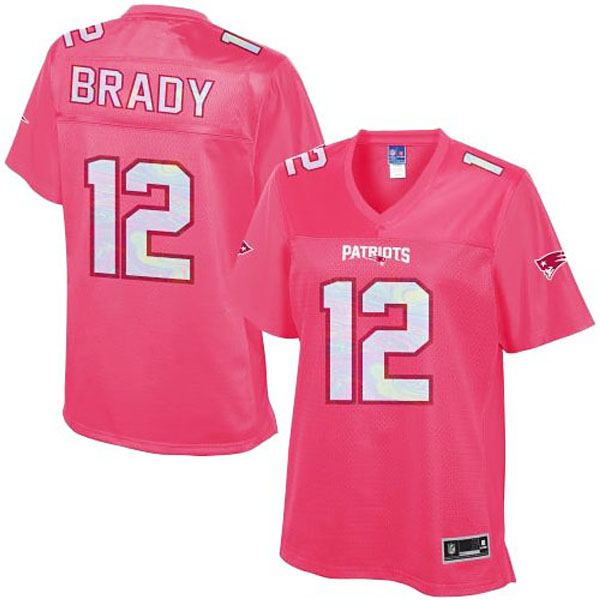 Women's New England Patriots #12 Tom Brady Pro Line Pink Jersey