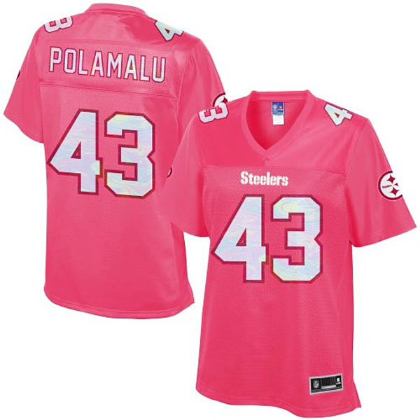 Women's Pittsburgh Steelers #43 Troy Polamalu Pro Line Pink Jersey