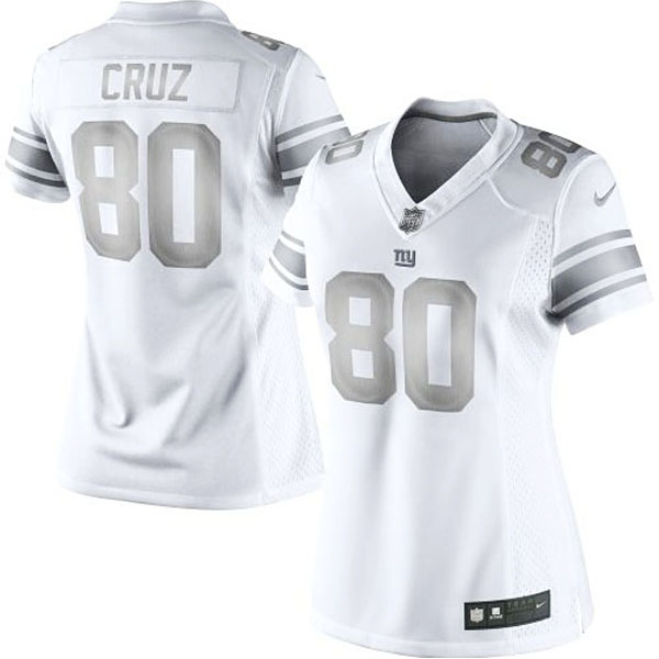 Women's New York Giants #80 Victor Cruz Nike White Platinum Jersey