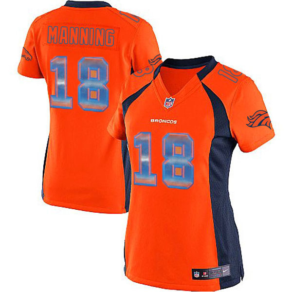 Women New Nike Denver Broncos #18 Peyton Manning Elite Orange Jersey