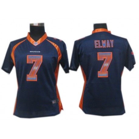 Women's Denver Broncos #7 John Elway Blue Fashion Strobe Jersey