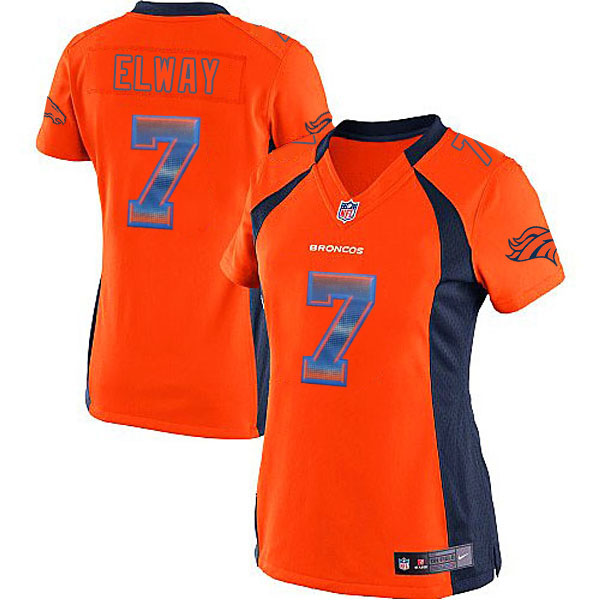 Women New Nike Denver Broncos #7 John Elway Elite Orange Jersey