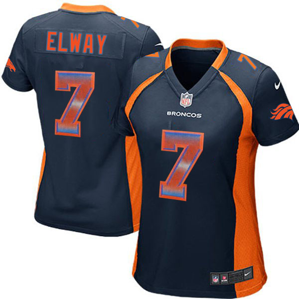 Women New Nike Denver Broncos #7 John Elway Elite Navy Blue Jersey