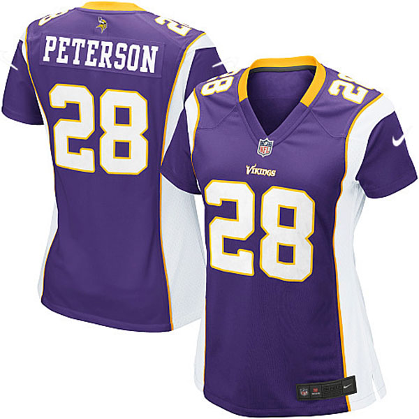 Women Nike Minnesota Vikings #28 Adrian Peterson Purple Elite NFL Jersey