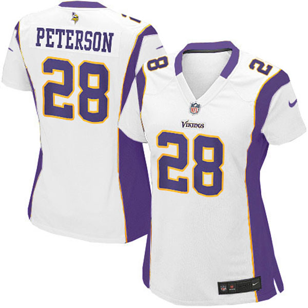 Women Nike Minnesota Vikings #28 Adrian Peterson White Elite NFL Jersey