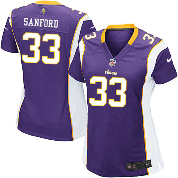 Women Nike Minnesota Vikings #33 Jamarca Sanford Purple Elite NFL Jersey