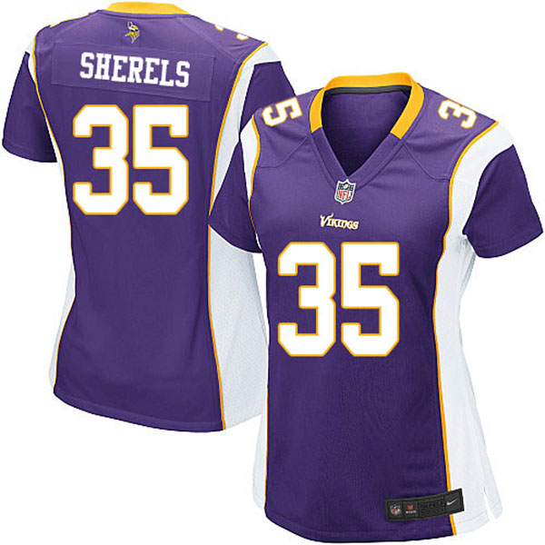 Women Nike Minnesota Vikings #35 Marcus Sherels Purple Elite NFL Jersey