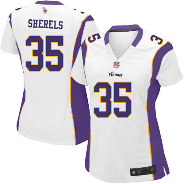 Women Nike Minnesota Vikings #35 Marcus Sherels White Elite NFL Jersey