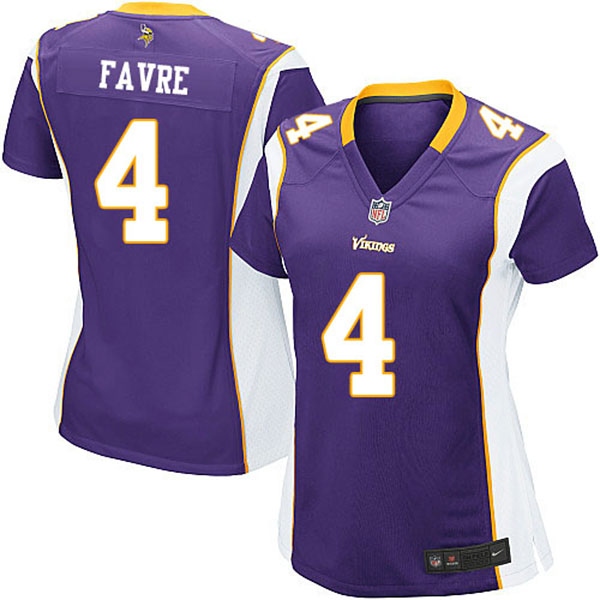 Women Nike Minnesota Vikings #4 Brett Favre Purple Elite NFL Jersey