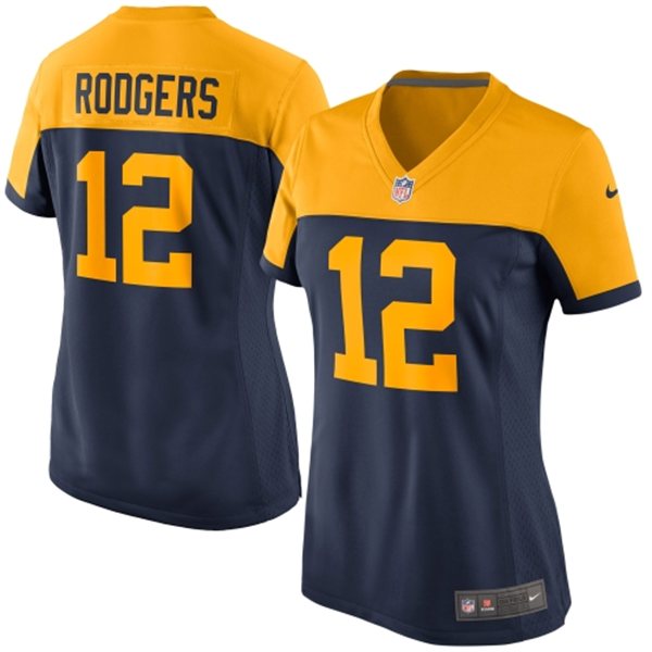 Women's Green Bay Packers #12 Aaron Rodgers Navy Blue Game Alternate Jersey