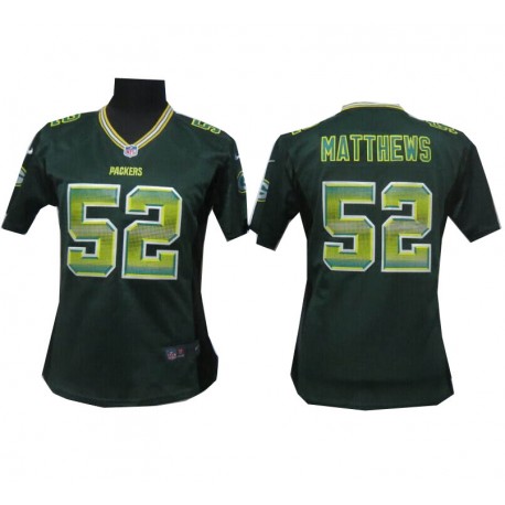 Women's Green Bay Packers #52 Clay Matthews Green Fashion Strobe Jersey