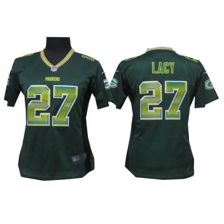 Women's Green Bay Packers #27 Eddie Lacy Green Fashion Strobe Jersey