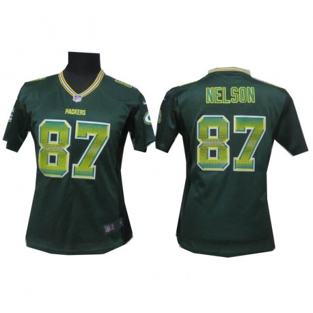 Women's Green Bay Packers #87 Jordy Nelson Green Fashion Strobe Jersey