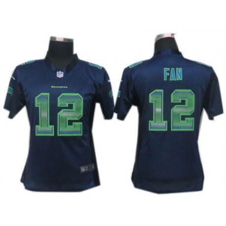 Women's Seattle Seahawks #12 12th Fan Navy Blue Fashion Strobe Jersey