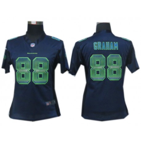 Women's Seattle Seahawks #88 Jimmy Graham Navy Blue Fashion Strobe Jersey