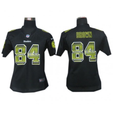 Women's Pittsburgh Steelers #84 Antonio Brown Black Fashion Strobe Jersey