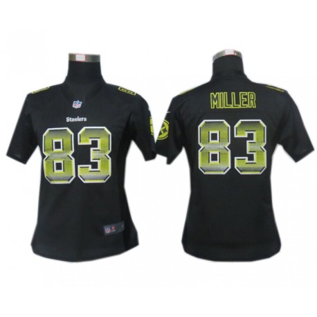 Women's Pittsburgh Steelers #83 Heath Miller Black Fashion Strobe Jersey