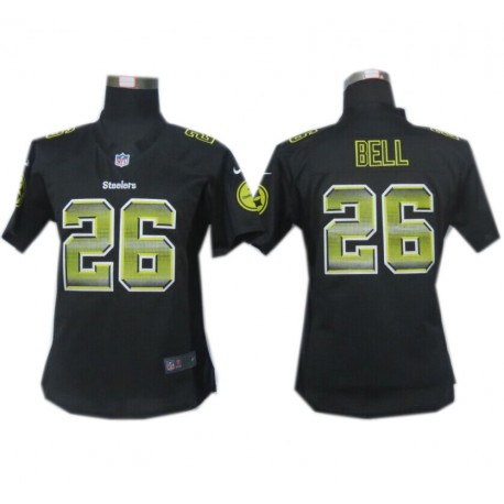 Women's Pittsburgh Steelers #26 Le'Veon Bell Black Fashion Strobe Jersey