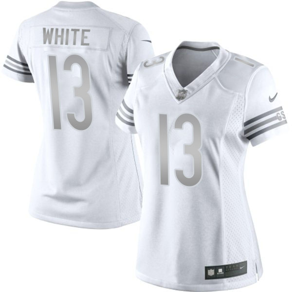 Women's Chicago Bears #13 Kevin White White Platinum Limited Jersey