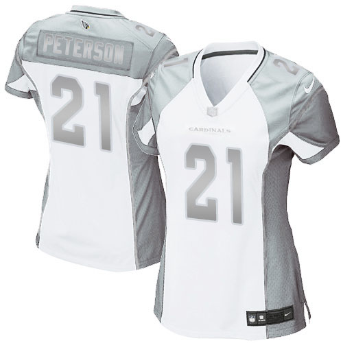 Women's Arizona Cardinals #21 Patrick Peterson White Platinum Limited Jersey