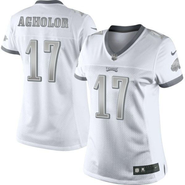 Women's Philadelphia Eagles #17 Nelson Agholor White Platinum Limited Jersey