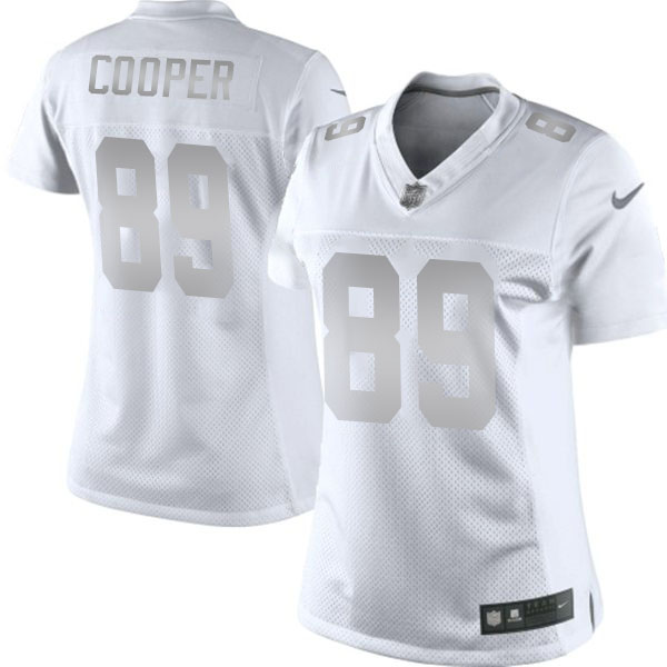 Women's Oakland Raiders #89 Amari Cooper White Platinum Limited Jersey