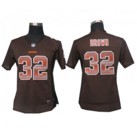 Women's Cleveland Browns #32 Jim Brown Brown Fashion Strobe Jersey