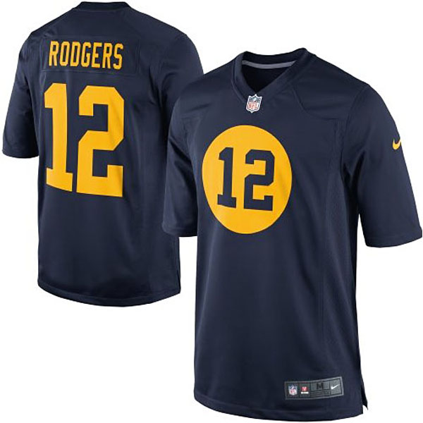 Youth Green Bay Packers #12 Aaron Rodgers Nike Navy Blue Game Football Jersey