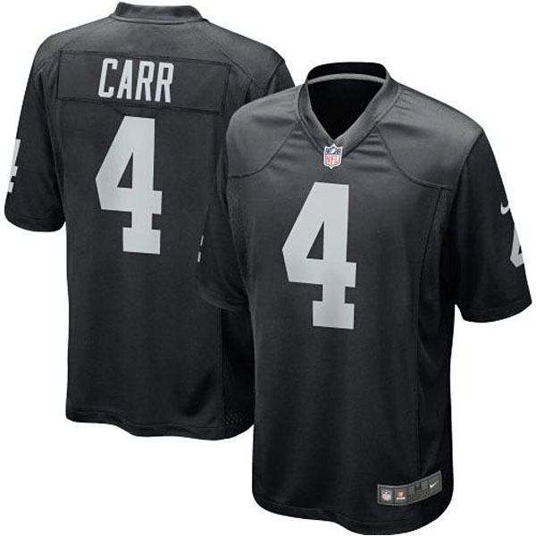 Youth Oakland Raiders #4 Derek Carr Nike Black Team Color Game Jersey