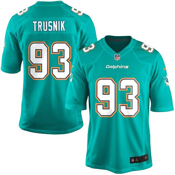 Nike Youth Miami Dolphins #93 Jason Trusnik Team Color Game Jersey - Aqua