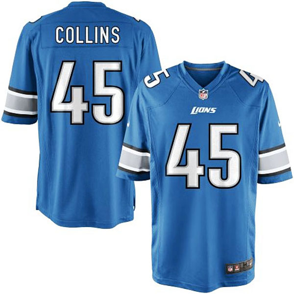 Nike Youth Detroit Lions #45 Jed Collins Team Color Game Jersey