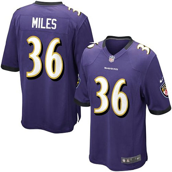 Nike Youth Baltimore Ravens #36 Jeromy Miles Team Color Game Jersey