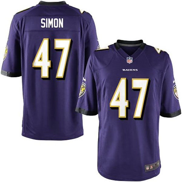 Nike Youth Baltimore Ravens #47 John Simon Team Color Game Jersey