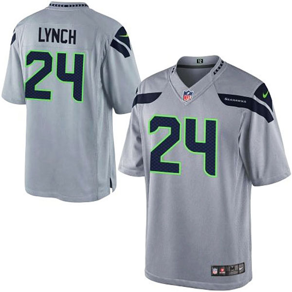 Youth Seattle Seahawks #24 Marshawn Lynch Nike Gray Alternate Game Jersey