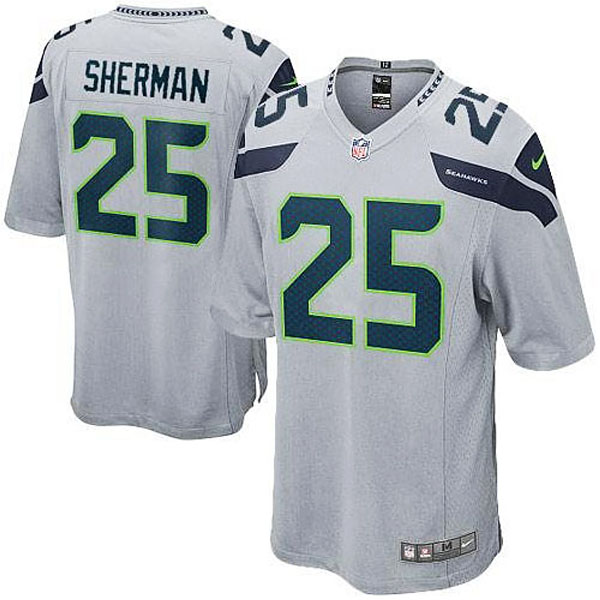 Youth Seattle Seahawks #25 Richard Sherman Nike Gray Alternate Game Jersey