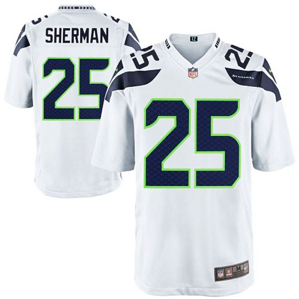 Youth Seattle Seahawks #25 Richard Sherman Nike White Game Jersey