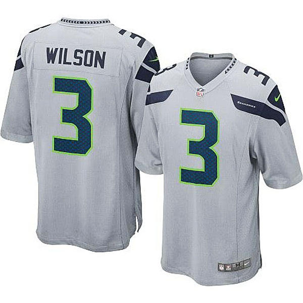 Youth Seattle Seahawks #3 Russell Wilson Nike Gray Alternate Game Jersey